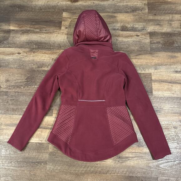 Athleta Power Peak Hooded Jacket Double-Zipper Berry Purple Red M Hiking Running - Picture 4 of 13